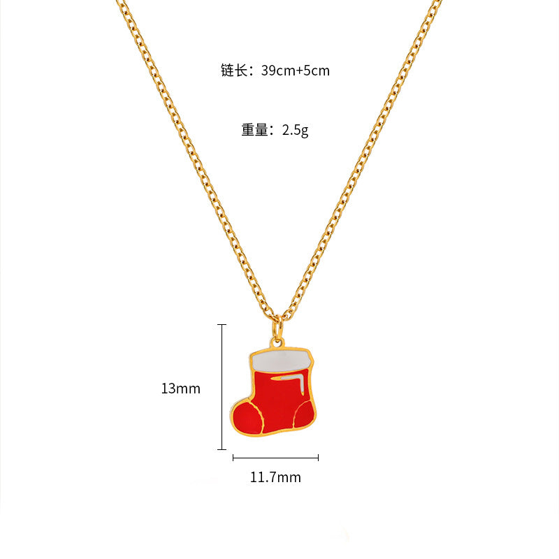 Wholesale Christmas Elk Snowman Bell Necklace